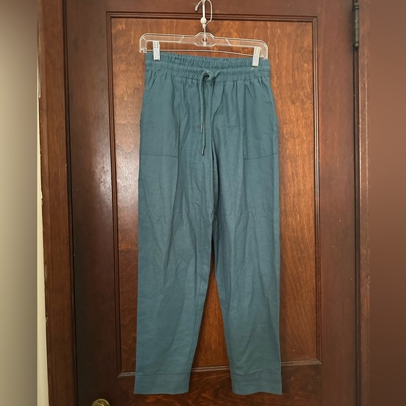 Peach Love Flax Cotton Teal Pull On Pants Size S - Picture 2 of 6